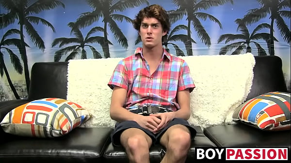 Skinny dude takes his undies off and wanks after interview
