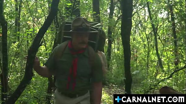 Scout Ethan Tate taking Scoutmaster Reece Scotts big cock raw and hard as he pounds him hard from behind