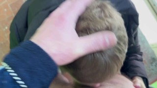 A young neighbor gave me a blowjob in the entrance for a bottle of beer. ASMR.We were almost noticed